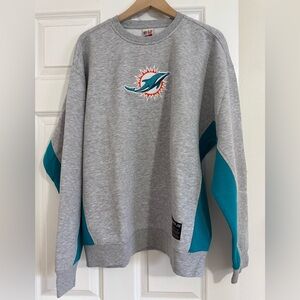 Miami Dolphins Gray and Teal Crewneck Sweater